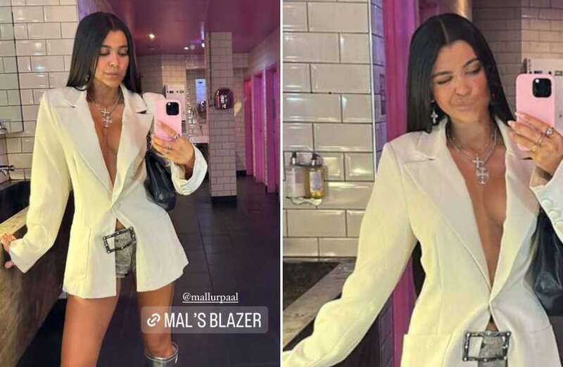 Dumped Love Island bombshell Mal goes braless in blazer and tiny hotpants