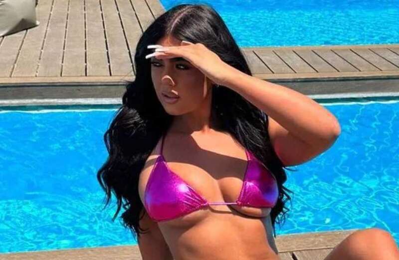 Love Island's Belle Hassan strips off to barely-there pink bikini