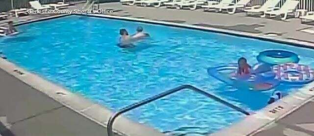 Shocking moment adults swim past drowning boy, 7, as he sinks in pool