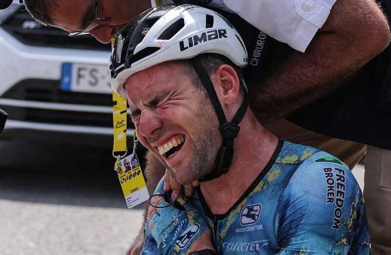 Cavendish shows off scar after crashing out of Tour de France with injury