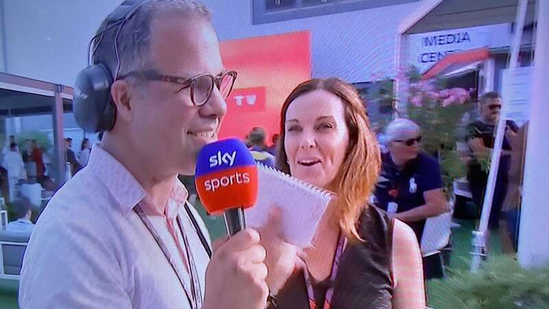 Ted Kravitz and Lee McKenzie shared a joke after qualifying (Image: Sky Sports)