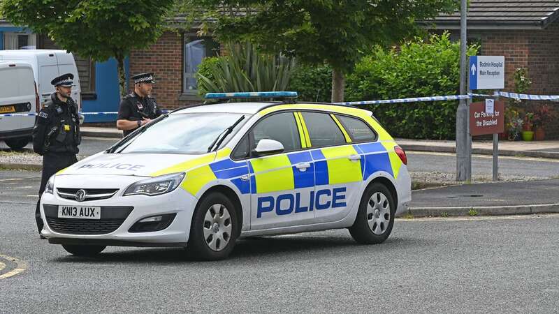 The police cordon at Bodmin Hopsital car park (Image: Adrian Jasper)