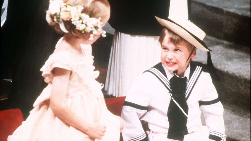 William with Laura Fellowes at wedding of Prince Andrew and Sarah Ferguson (the Duke and Duchess of York) at Westminster Abbey (Image: Mirrorpix)