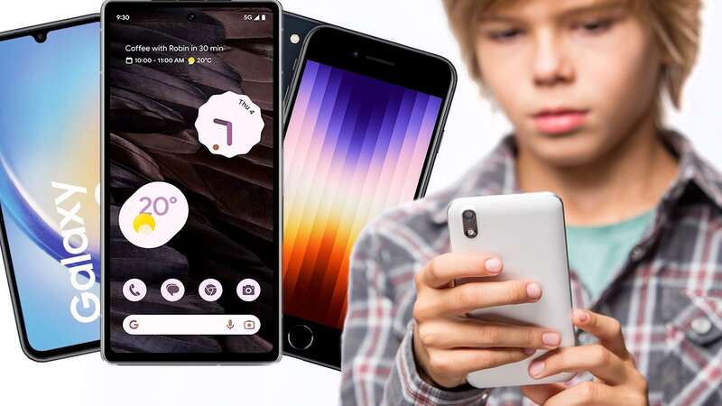 Cute teenage boy using cellphone isolated over grey background, focus on phone (Image: Getty)