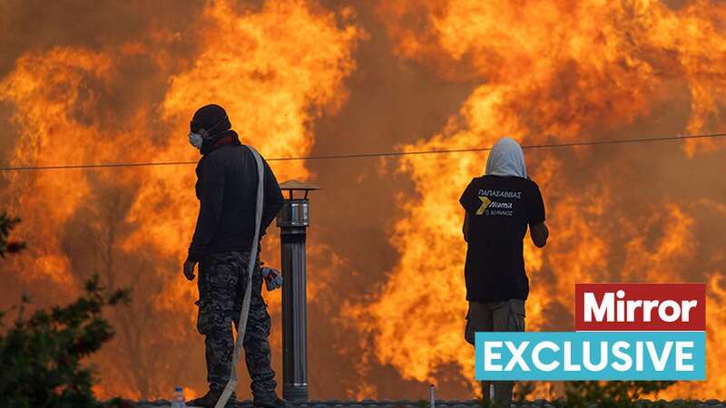 Horrifying Rhodes inferno rescue - 1,000C blaze, 20ft flames and 80C heat