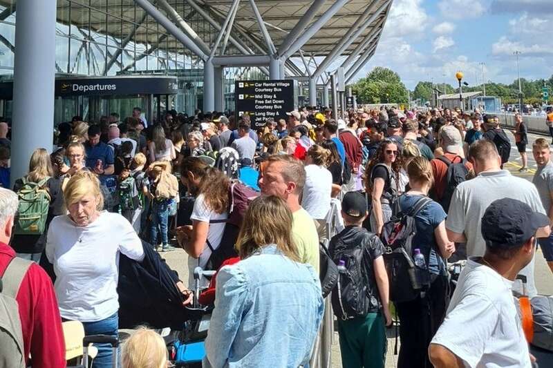 Chaos as holidaymakers evacuated from Stansted Airport after fire alarm