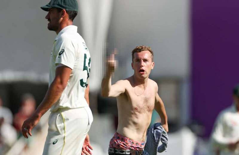 Topless streaker caught by security & removed from Oval after invading Ashes