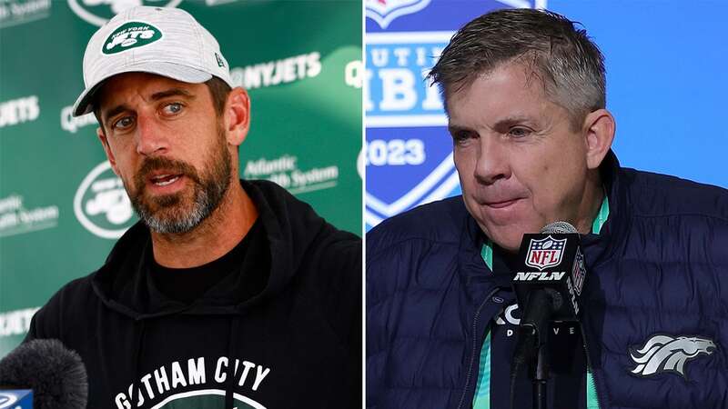 Aaron Rodgers took aim at Sean Payton as he leapt to the defence of his New York Jets coordinator Nathaniel Hackett. (Image: Rich Schultz/Getty Images)