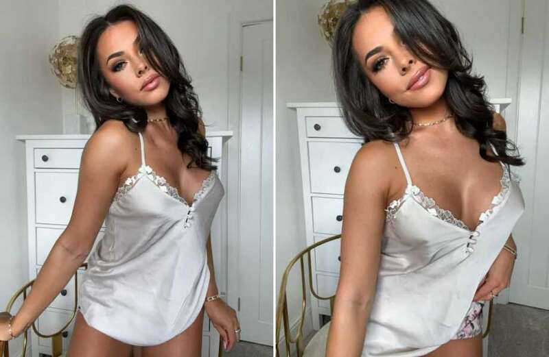 Paige Thorne goes braless in silky pyjamas in bedroom snap