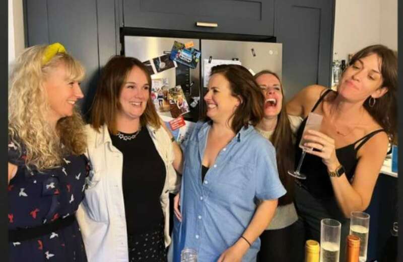 BBC Breakfast's Nina Warhurst sips prosecco with 'mum huns' at house party