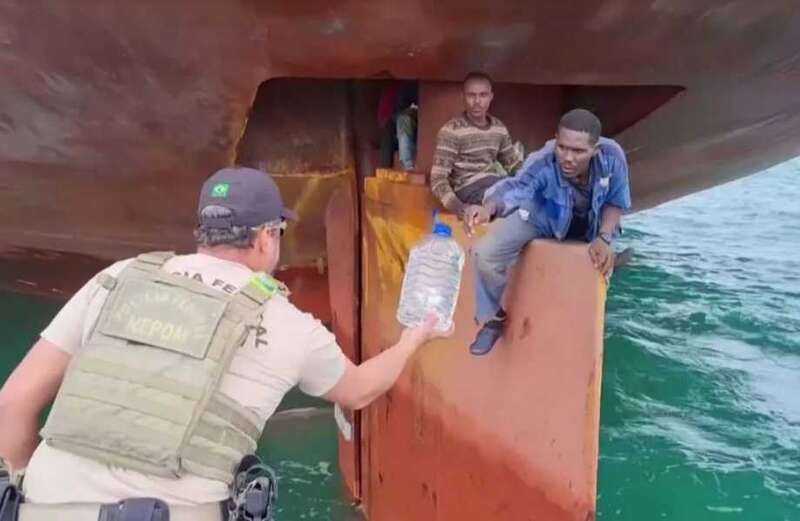 Moment stowaways who survived for 14 days on ship's rudder are rescued