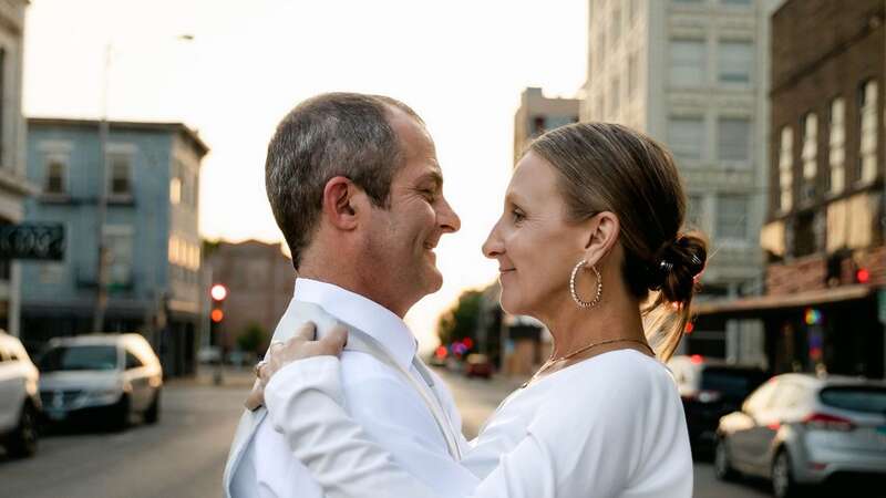 Heidi and Parker on their wedding day after rekindling their romance (Image: Kennedy News/K.Elise Photography)