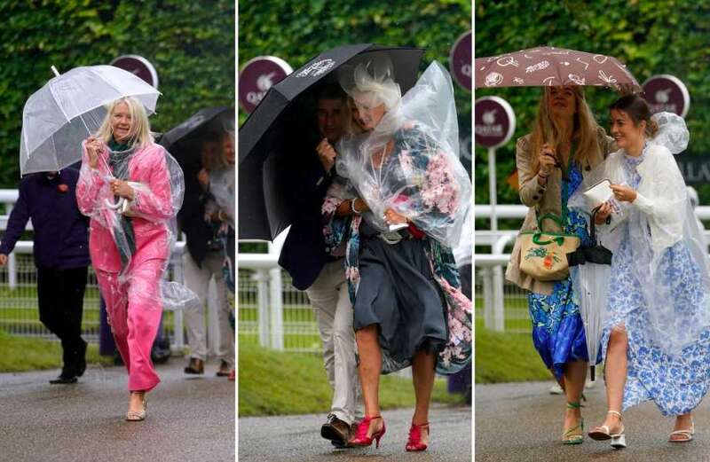 Stylish racegoers battle the elements on the final day of Goodwood