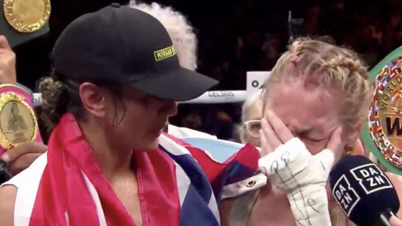 Heather Hardy broke down in tears after her defeat to Amanda Serrano (Image: DAZN)