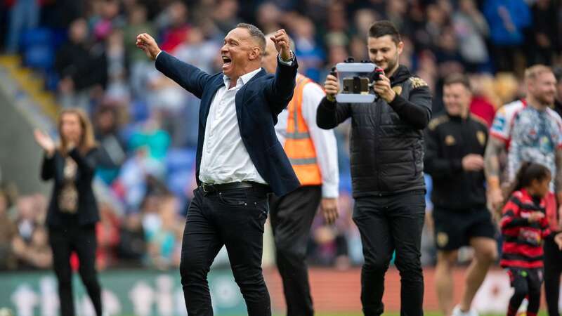 Leigh Leopards boss Adrian Lam celebrates the Challenge Cup semi-final win over St Helens (Image: Getty Images)