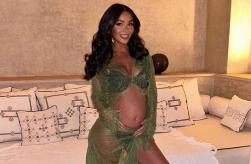 Pregnant Chelsee Healey shows off her growing baby bump in see-through gown