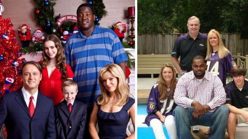 Michael Oher pcitured with Sean and Leigh Anne Tuohy during his time at Ole Miss