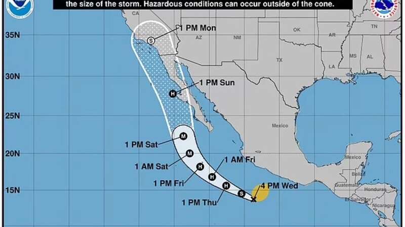 Mexico is already feeling the impacts of Tropical Storm Hilary (Image: David Guzman/EPA-EFE/REX/Shutterstock)