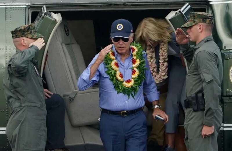 Blundering Biden said 'that’s some hot ground' on trip to Hawaii after wildfires