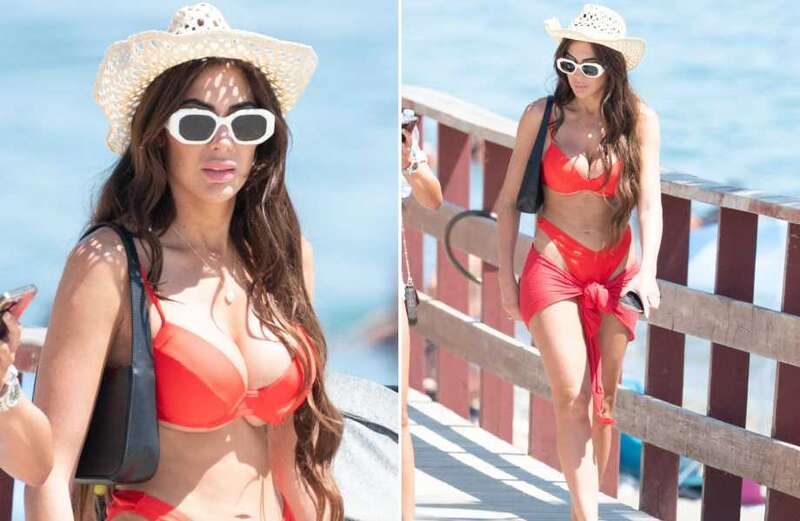 Chloe Ferry flashes underboob in tiny red bikini on holiday in Marbella