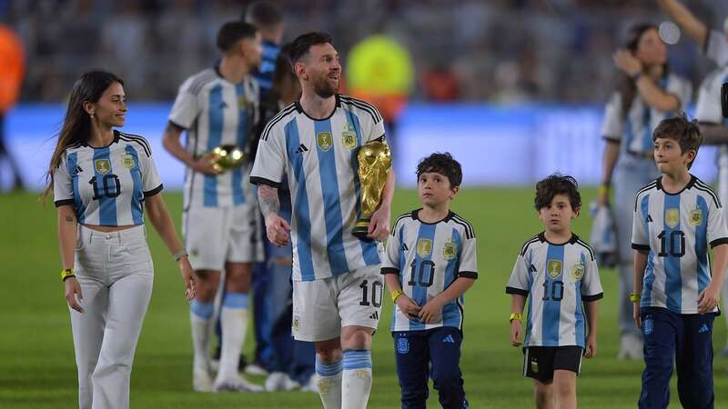 Lionel Messi with family including Thiago Messi