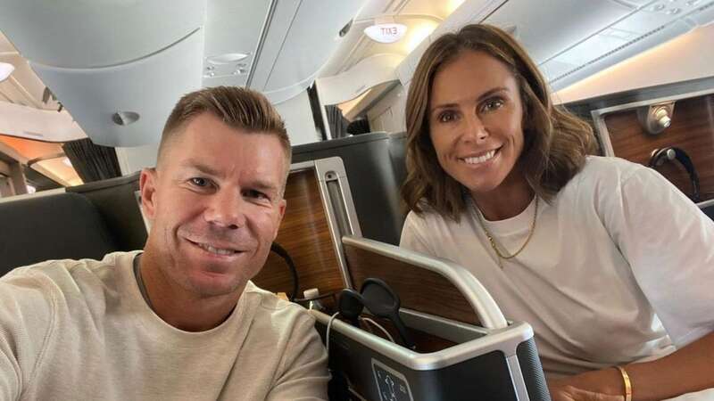 David Warner and Candice Warner were held up at airport security (Image: Instagram / @davidwarner31)