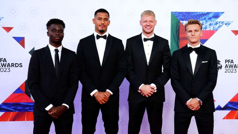 Bukayo Saka (left) has been named the PFA Young Player of the Year (Image: PA)