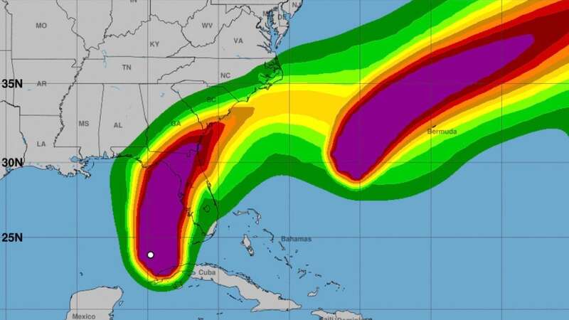 National Hurricane Center maps shows predicted wind speeds of Hurricane Idalia (Image: National Hurricane Center)