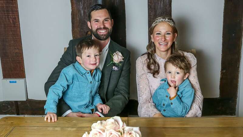 Katie Pritchard and Tom Cronin tied the knot with their children Percy and Cass as ring bearers (Image: Joseph Walshe / SWNS)