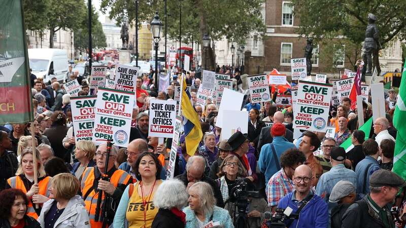 Rishi Sunak told to stop cull of rail ticket offices in major demo outside No10