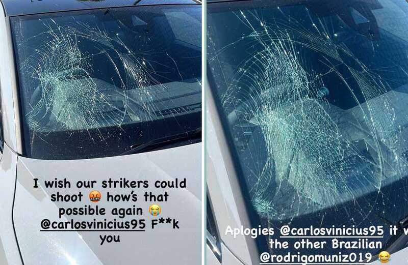 Premier League star's car windscreen smashed by team-mate in amazing coincidence