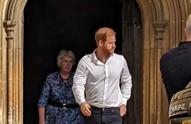 Prince Harry endured a tearful and lonely vigil at the Queen’s grave