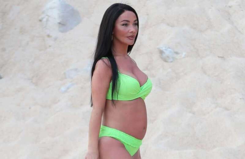 Hollyoaks star Chelsee Healey shows growing baby bump as she strips to bikini