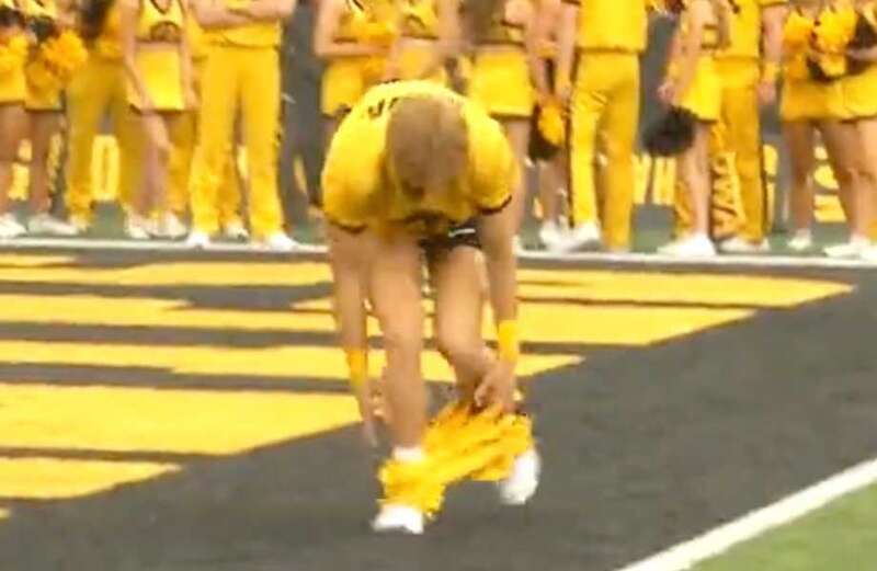 Cheerleader suffers shock wardrobe malfunction during college football game