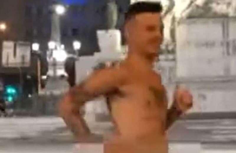 Shocking moment fan celebrates star's goal by running through city naked