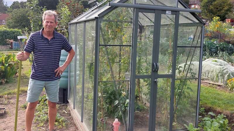 Simon Cornish, 69, has been nurturing his 50ft x 33ft plot at the Hillside community allotment in Norwich for nearly a decade (Image: Veronique Cornish / SWNS)