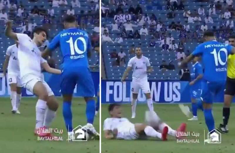 Neymar shoves opponent & boots ball at him as fans joke about sister conspiracy