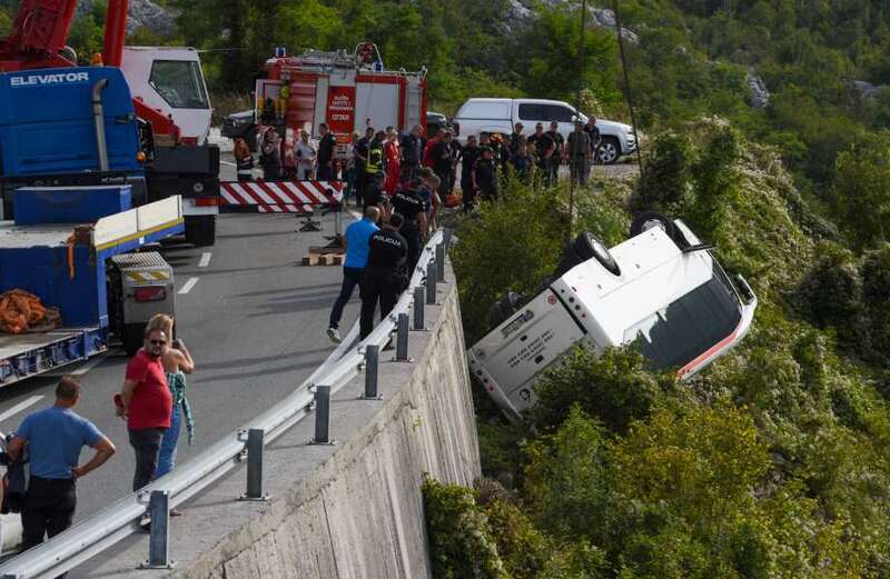 Brit among two dead after bus plunges 49ft into ravine in Montenegro