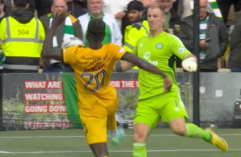 Moment Celtic keeper Joe Hart sent off against Livingston