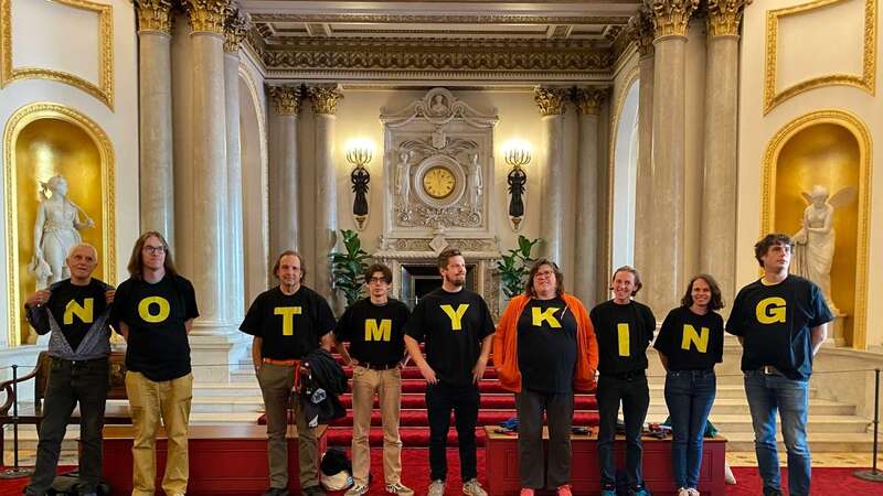 It is the first time a protest has been staged within the Buckingham Palace walls (Image: RepublicStaff/Twitter)