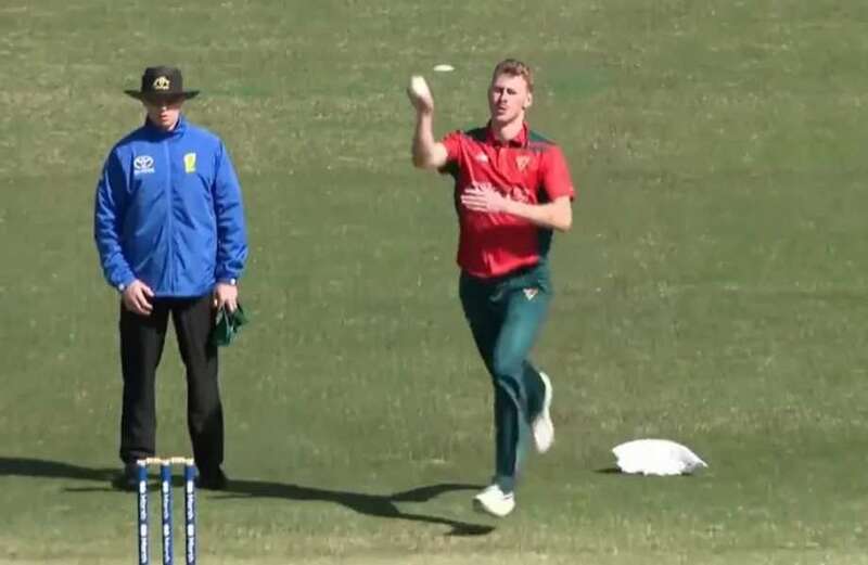 Moment cricketer Daniel Hughes out call is reversed for unusual reason