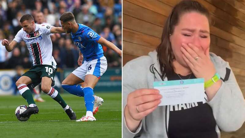 Wrexham supporter Dana Burkey made the trip of a lifetime to see her beloved team in action versus Stockport County (Image: Anna Gowthorpe/REX/Shutterstock)