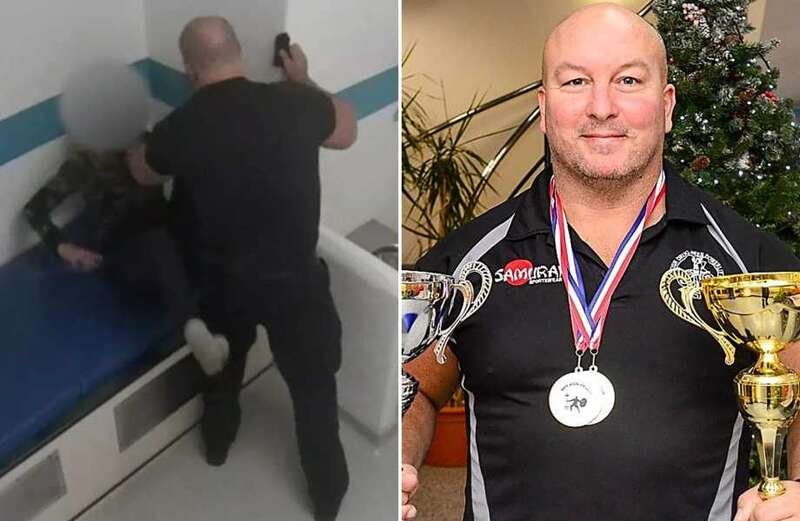 Shocking moment powerlifting champion cop grabs woman as she screams for help