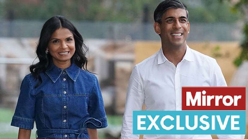 Rishi Sunak and wife Akshata in Manchester today (Image: Getty Images)