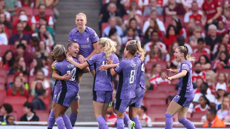 Miri Taylor celebrates after giving Liverpool the lead at the Emirates