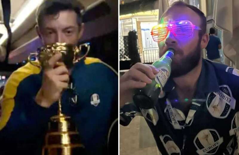 Inside Team Europe's Ryder Cup celebrations as McIlroy swigs from trophy