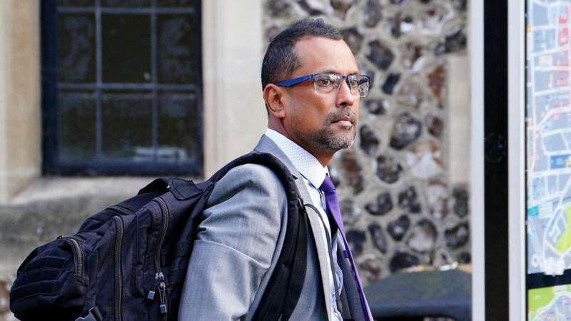 Pc Ravi Canhye of Dorset Police leaves Winchester Crown Court in September (Image: PA)