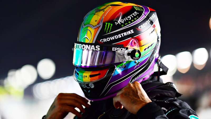 Hamilton has rainbow helmet at Qatar GP in defiant stance after World Cup issues