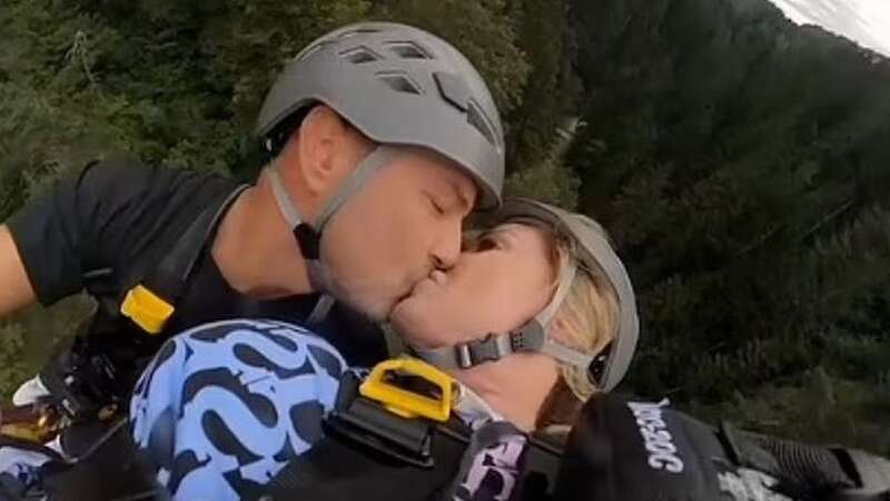 Paddy McGuinness gives Beverley Callard a smooch after scary high-wire challenge