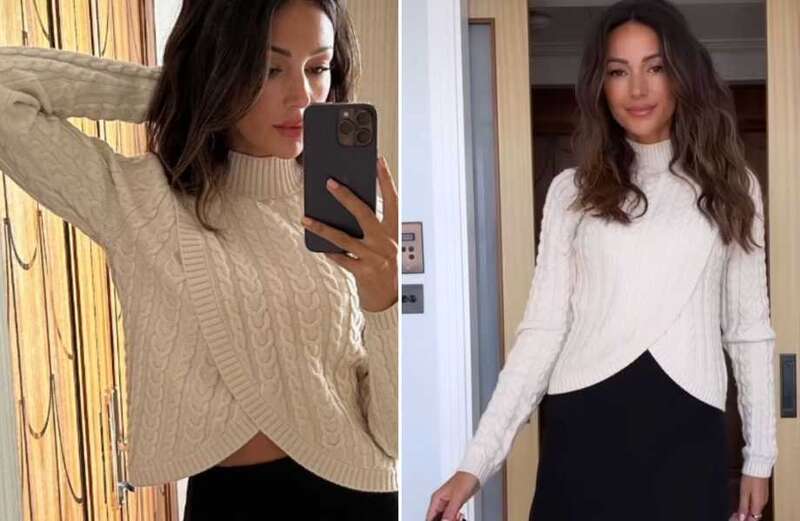 Michelle Keegan flaunts her abs in jumper and mini skirt